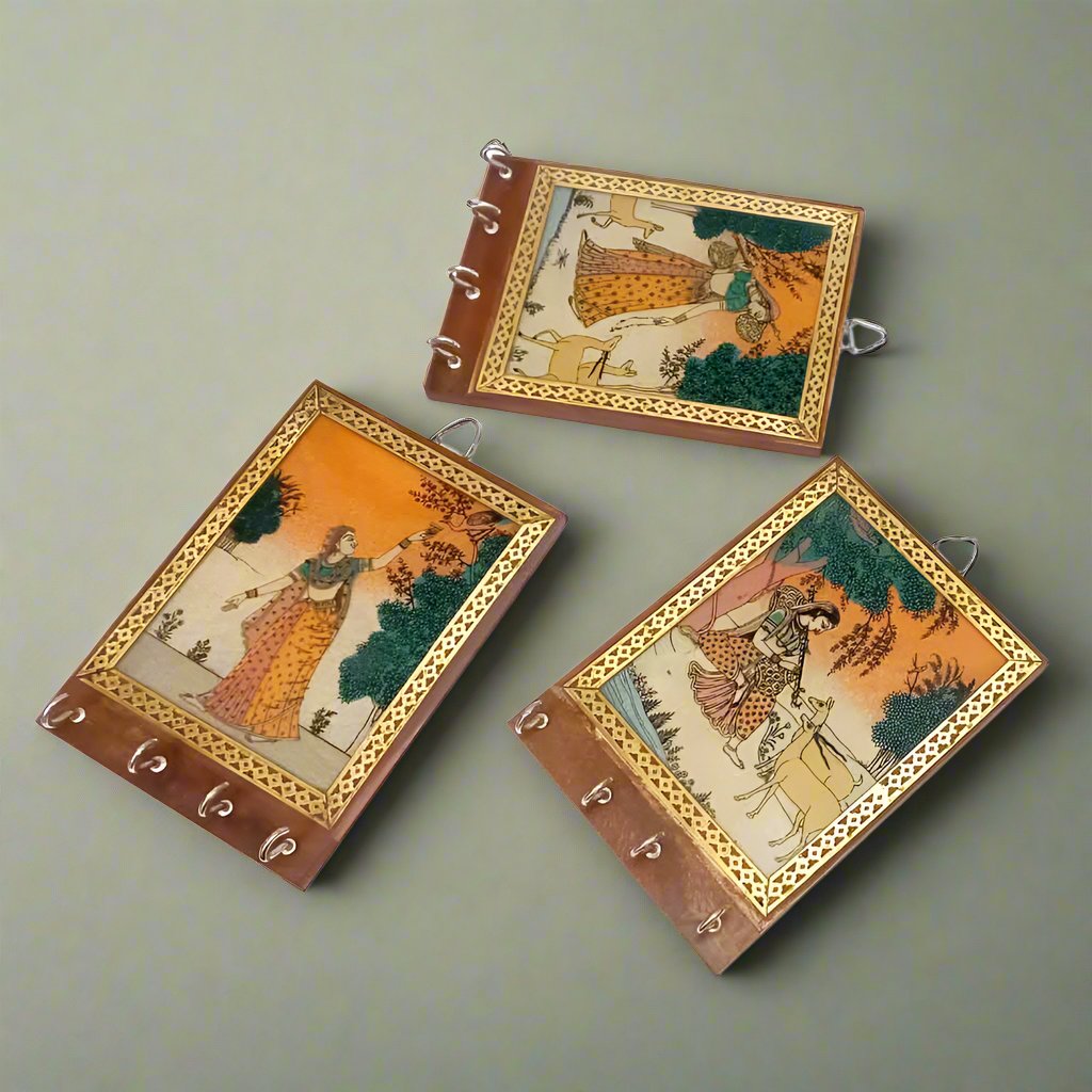 Artisan Wooden Key Holder with Real Gemstone Painting – Entryway Wall Accessory