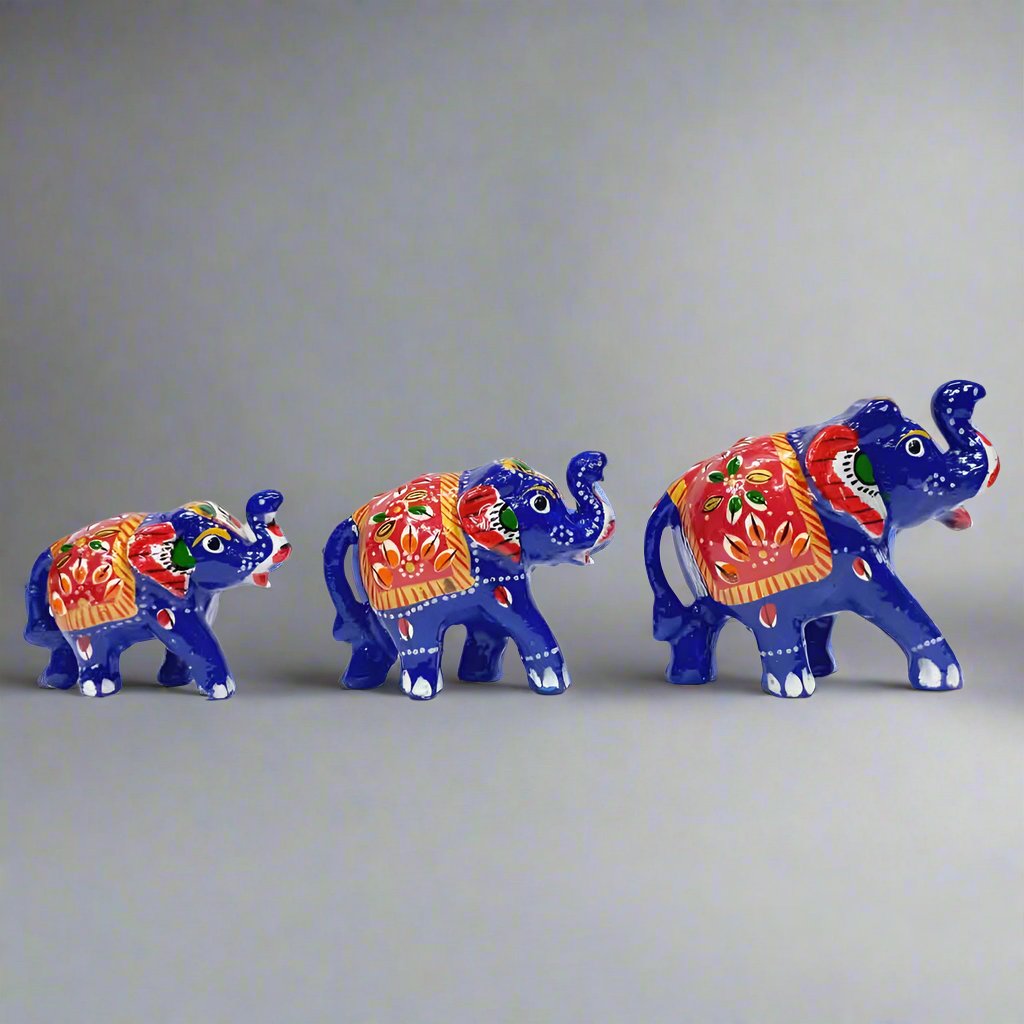Elegant decorative meenakari elephant set in multi-color design