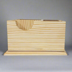 Handcrafted pine wood office organizer with space for stationery, mobile, and visiting cards