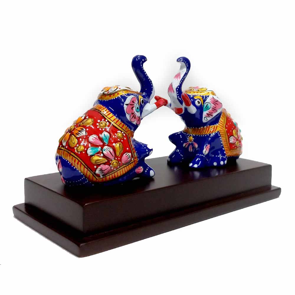 Colorful Enamel Painted Sitting Elephant – 16cm Decorative Meenakari Statue