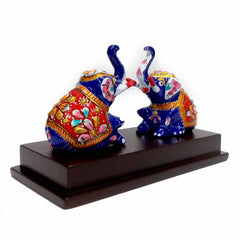 Colorful Enamel Painted Sitting Elephant – 16cm Decorative Meenakari Statue