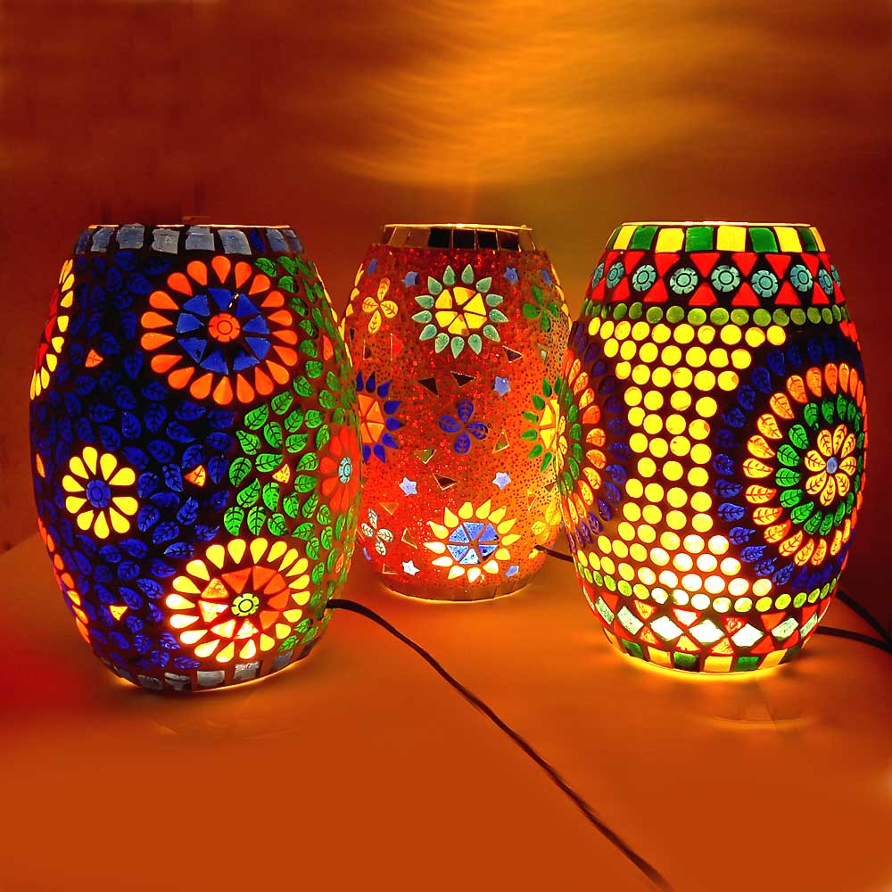 An authentic handmade mosaic lamp, a stunning decorative accent for home decor.