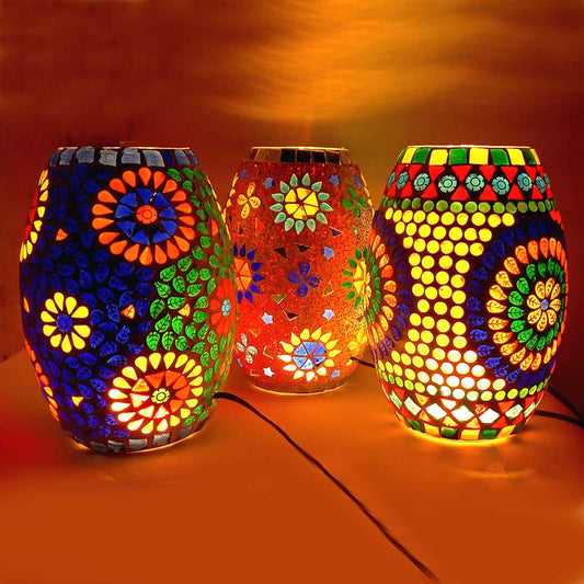 An authentic handmade mosaic lamp, a stunning decorative accent for home decor.