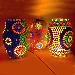 An authentic handmade mosaic lamp, a stunning decorative accent for home decor.