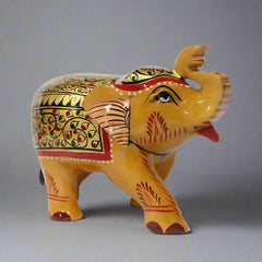 Premium quality wooden elephant figurine with cultural hand painting