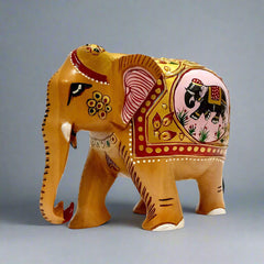A handmade wooden elephant figurine, a spectacular piece for home or office decor.