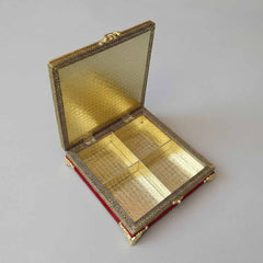 Handmade wooden dry fruit box with red velvet finish