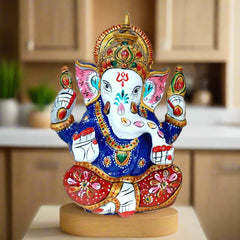 Elegant handmade Ganesha idol with detailed enamel artwork