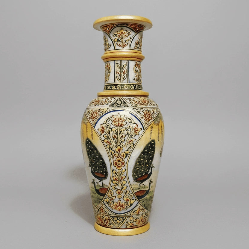 Premium white marble flower pot Jaipur artisan craftsmanship