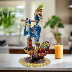 A beautiful Krishna tealight holder, an ideal home decor piece and a great gift for Diwali.