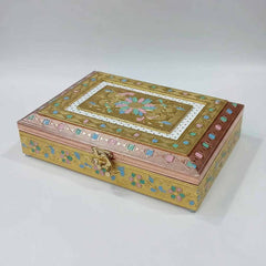 Luxury dry fruit gift box with golden floral accents and partitions