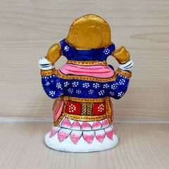 Sacred lotus Ganesha figurine with colorful enamel detailing