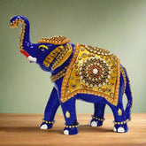 Meenakari Elephant Statue with Multicolor Stones – Handcrafted Metal Decor with Traditional Enamel Art