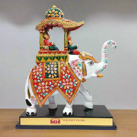 A decorative metal Ambari elephant memento, a symbol of royalty.