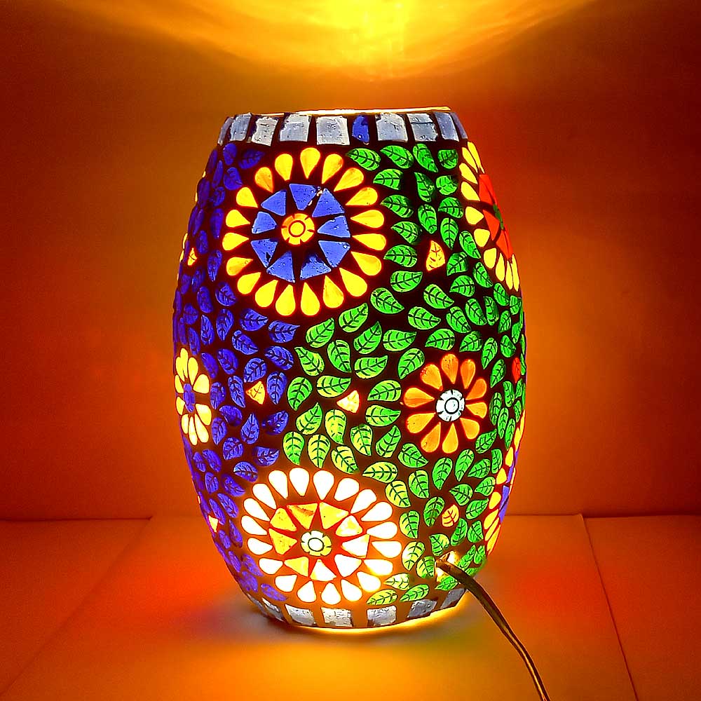 A beautiful mosaic lamp, a unique and thoughtful housewarming gift.