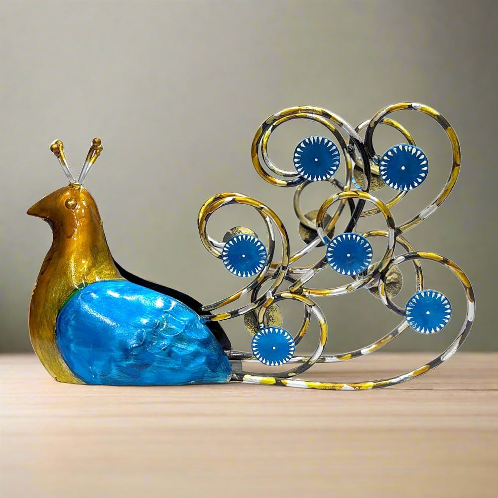 A unique peacock design bottle stand for the dining table, a very attractive and useful piece.