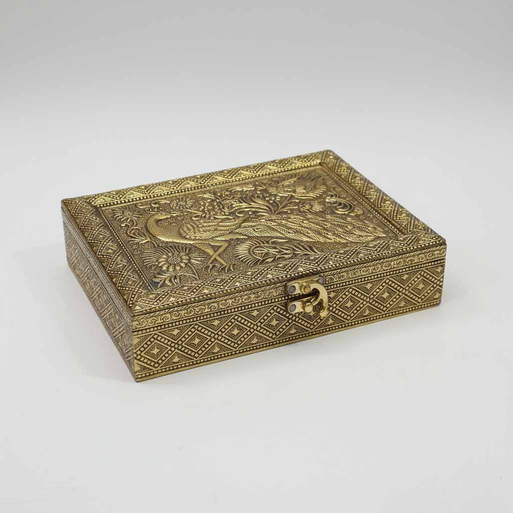 Peacock design dry fruit box with four storage compartments