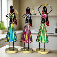 A set of Rajasthani art farmer figurines, a charming addition to any home decor.