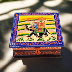 A unique Rajasthani art gift for her, a beautiful wooden jewelry box.