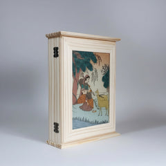 Traditional Rajasthani handcrafted gemstone painting key box, ideal for housewarming gifts.