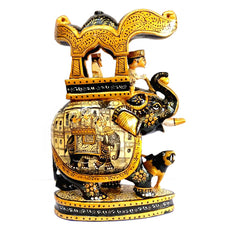 A royal Ambabadi elephant carving made from a single piece of wood, showing excellent workmanship.