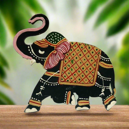 Hand-painted salute elephant wooden fridge magnet in assorted colors