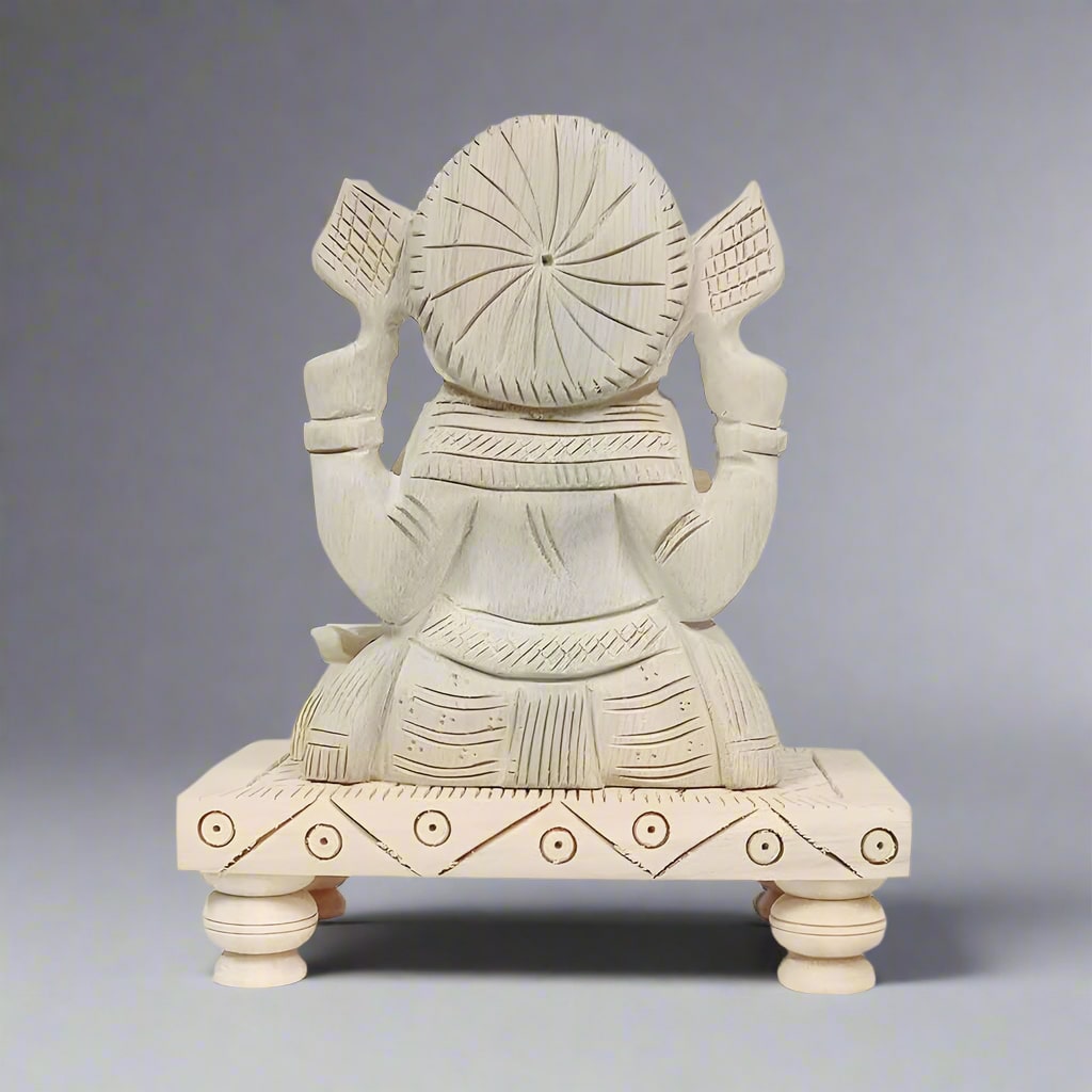 Spiritual Sawan wood Ganpati idol perfect for worship and temple use.