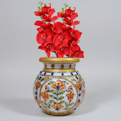 Beautiful marble emboss pot presented as a gift for religious or decoration purposes.
