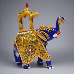 Colorful Meenakari Ambabari Elephant Sculpture – Intricate Enamel and Stone Work