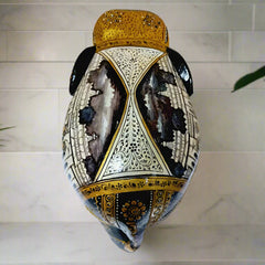 Elegant artisan-made wooden elephant with detailed miniature art