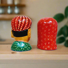 Wooden Rajasthani figurines, artisan-crafted multicolor showpieces