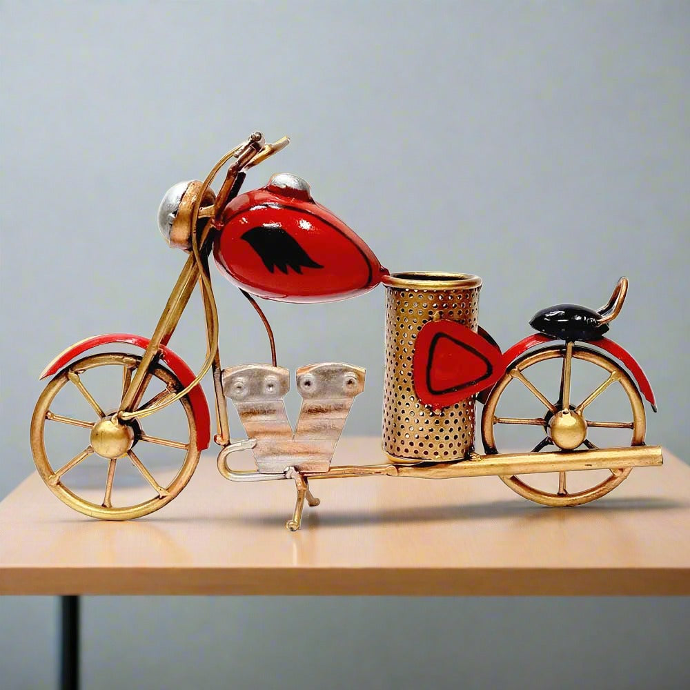 A unique Bullet motorcycle pen holder, a perfect gift for bike lovers and professionals.