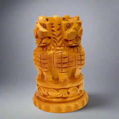 Traditional Ashoka Pillar-inspired pen stand made from high-quality wood