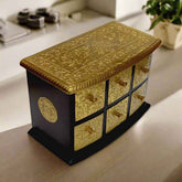 Wooden Mini Drawer Cabinet with Brass Detailing – Traditional Indian Handicraft Box