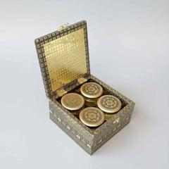 Wooden dry fruit gift box with 4 airtight glass jars