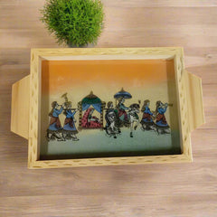 Artisan-made gemstone painting tray for decorative home use
