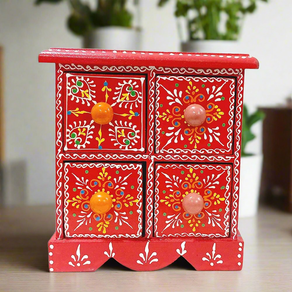 An 18cm wooden jewelry organizer, a beautiful piece for women's jewelry collection.