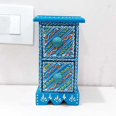 A 2-drawer wooden jewelry organizer, a beautiful addition to any table or dresser.