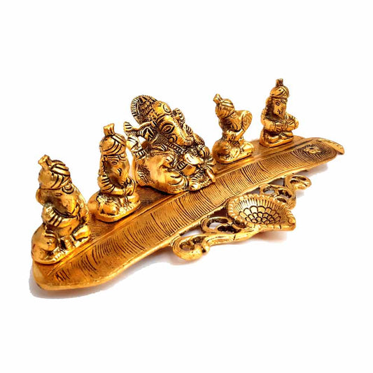 Metal Ganesh Idol with Musical Instruments