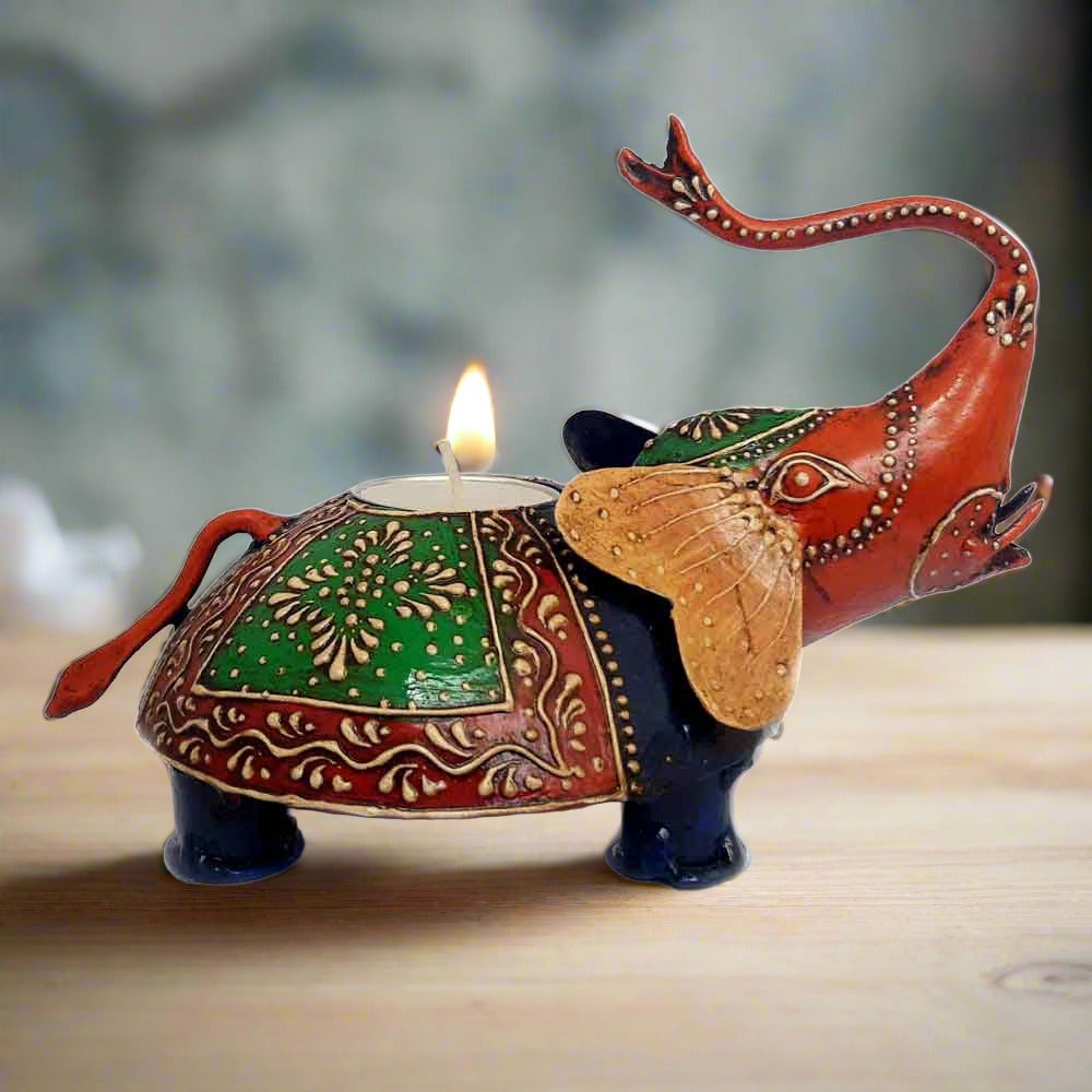 Iron Elephant Candle Holder