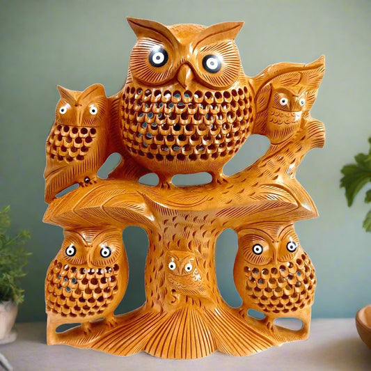 Wooden Family Owl