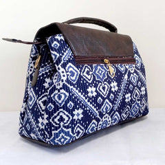 Leather Sling Bag with Ethnic Print