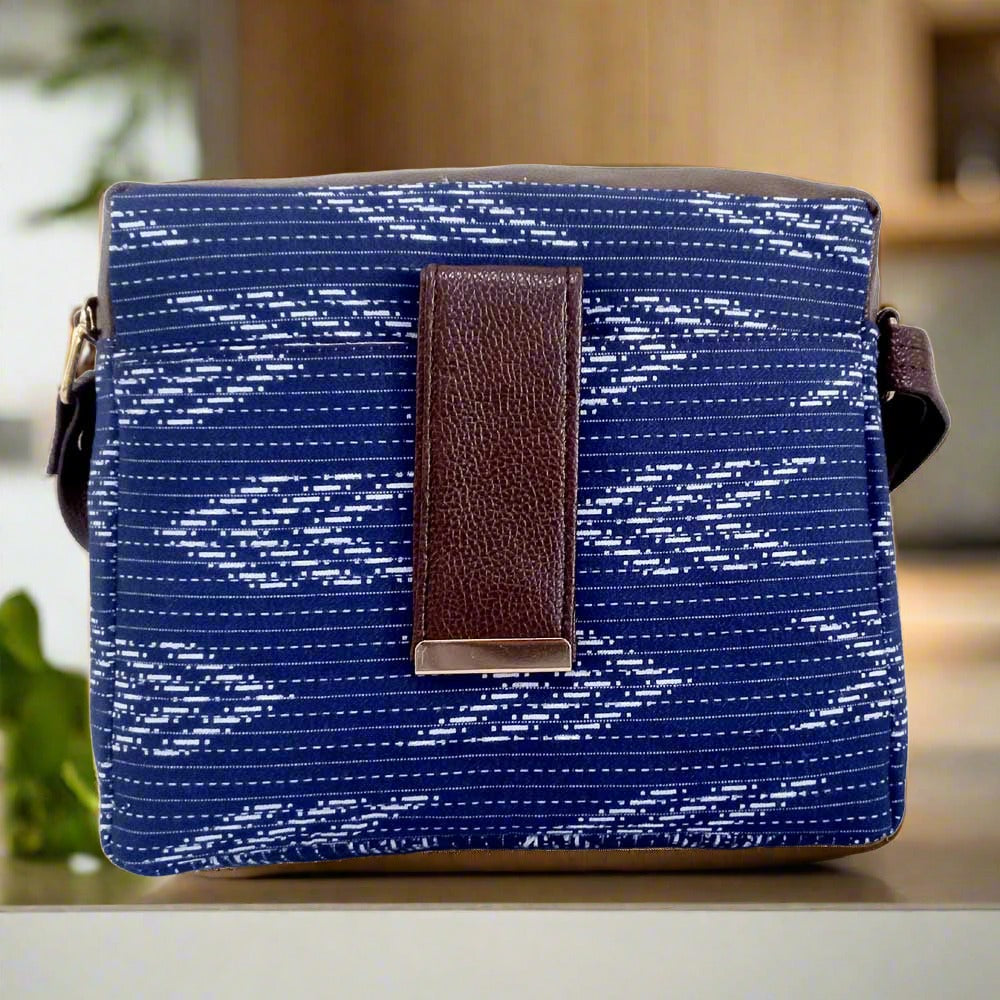 cotton and leather sling bag at kkgiftstore