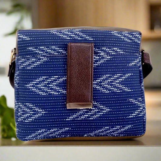 cotton and leather sling bag at kkgiftstore