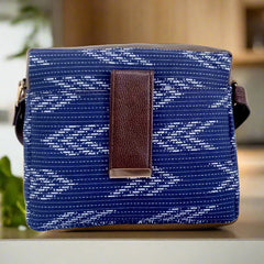 cotton and leather sling bag at kkgiftstore