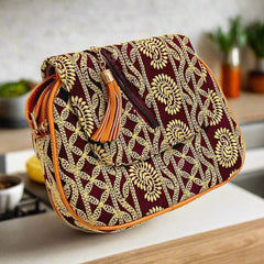 Embroidered sling bag