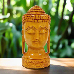 Large Wooden Buddha Head Idol
