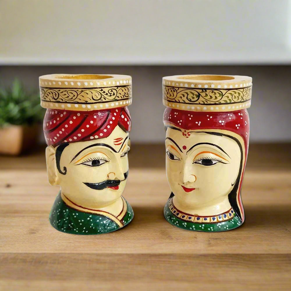 Tabletop Wooden Figurine Pen Holder