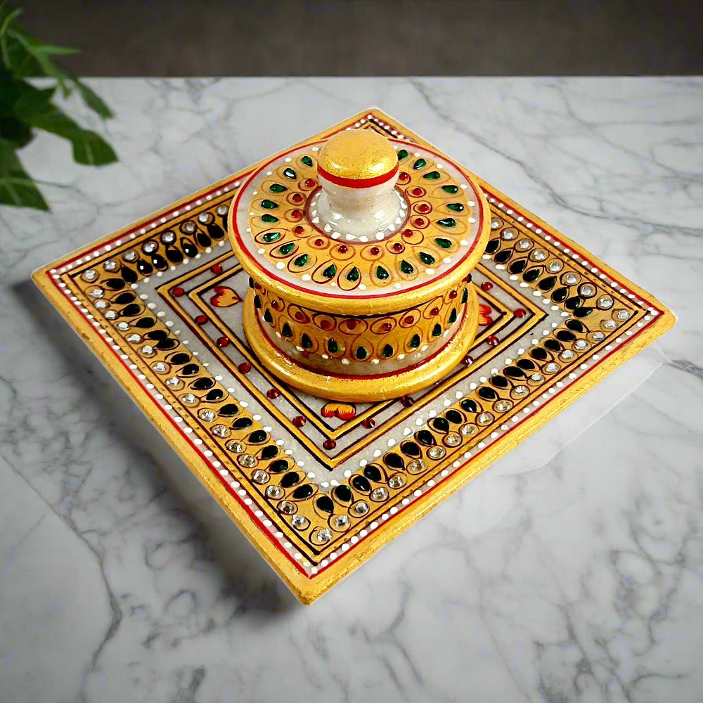 Marble Container with Tray - kkgiftstore