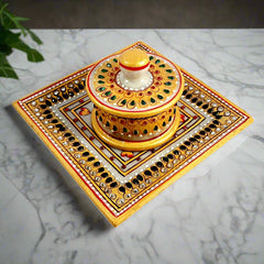 Marble Container with Tray - kkgiftstore